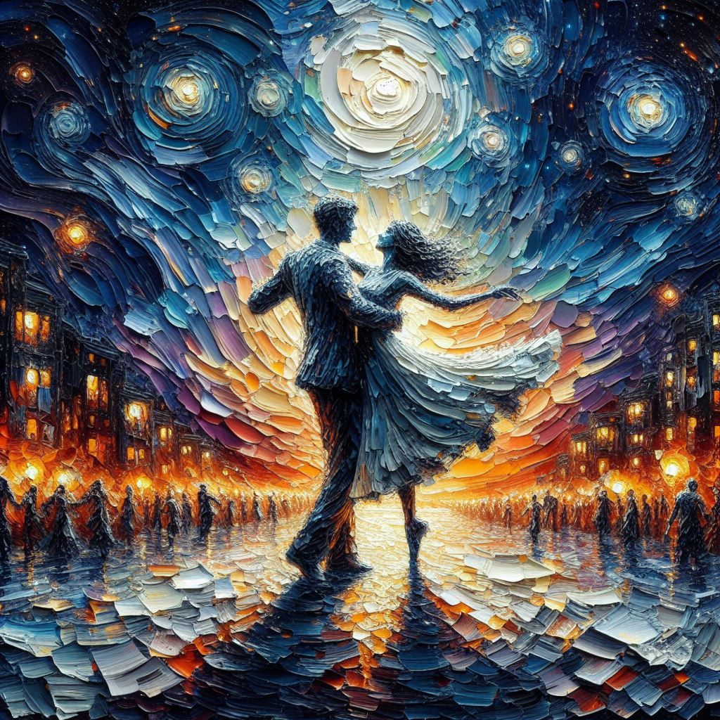 Impasto : Dancing under the Starry Sky