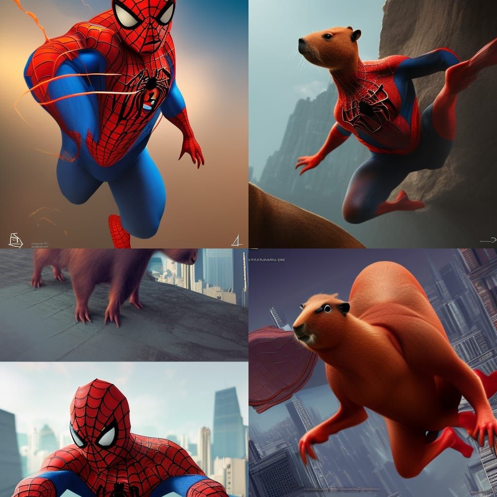 a capybara that turned into spiderman