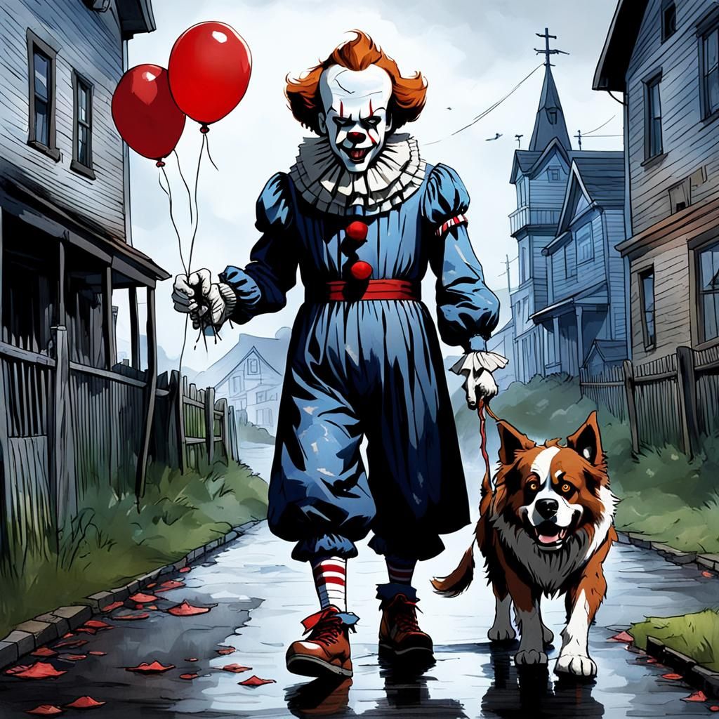 Pennywise, along with Georgie, take Cujo the rabid Saint Ber...
