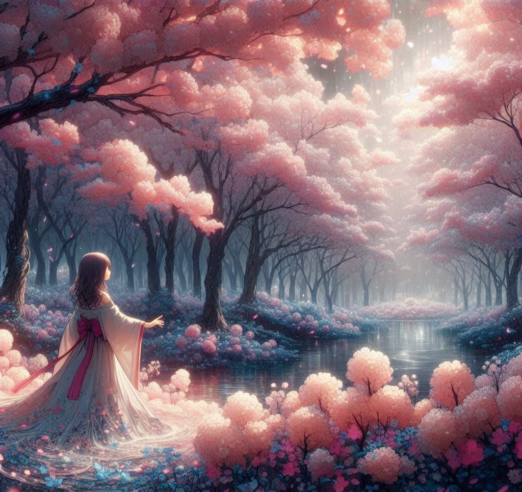 cherry blossoms forest