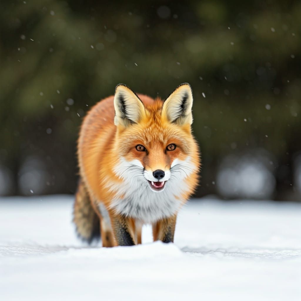 Fox in Snowy Landscape, Photorealistic Style