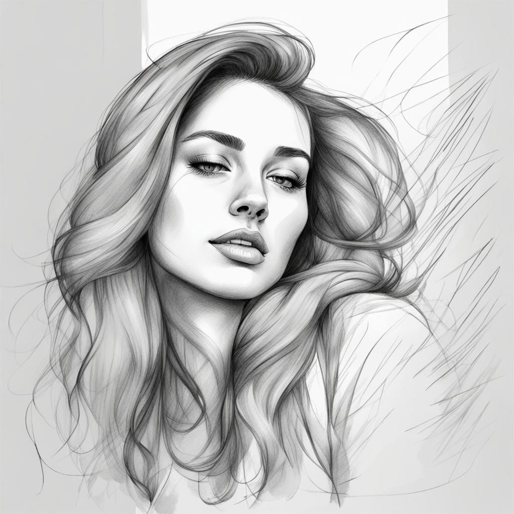 Donna , gioia, emozione, sketch, sfondo sfumato colori disegno a linea, schizzo  by @Neromagenta