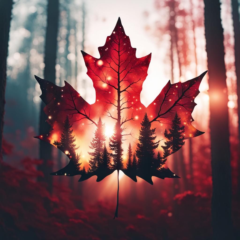 Double exposure Maple Leaf Forest  by @toomanynates