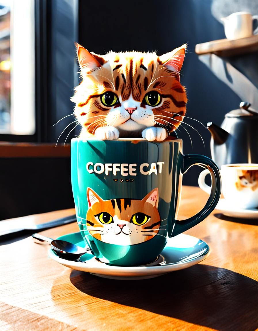 Coffee Cat - AI Generated Artwork - NightCafe Creator