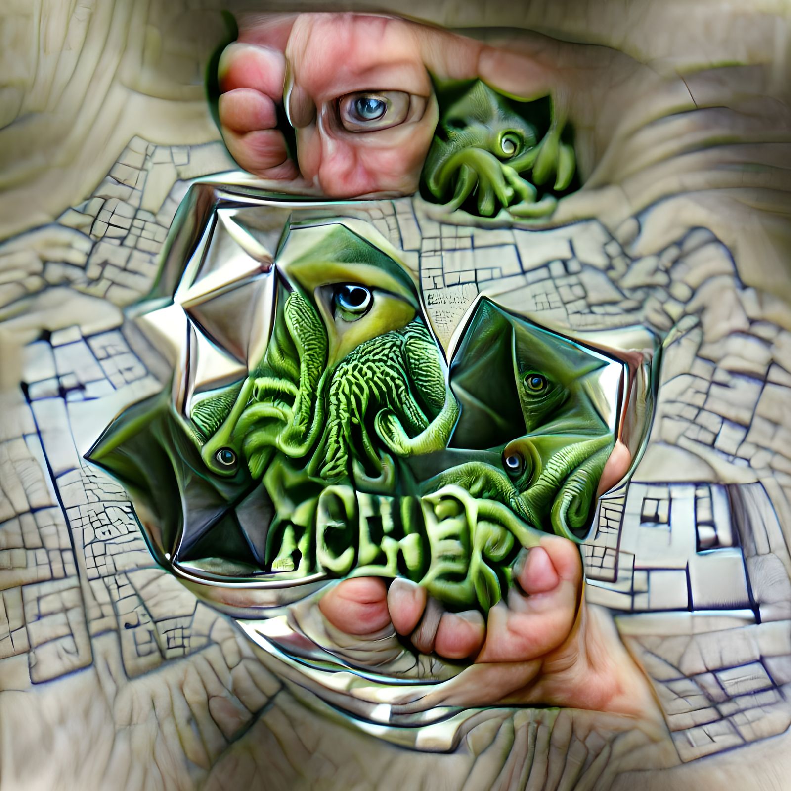 Cthulhu Self Portrait MC Escher II