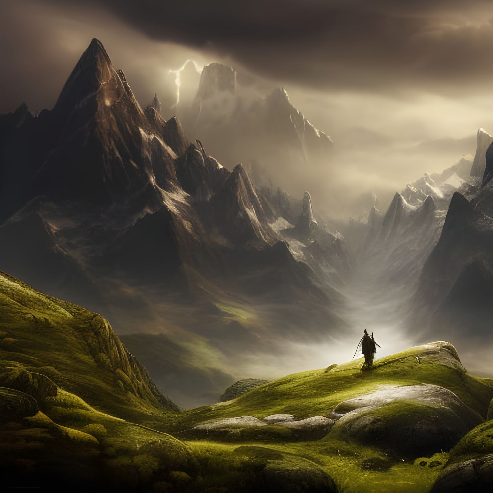 epic mountain landscape, Lord of the Rings, sharp focus, dramatic ...