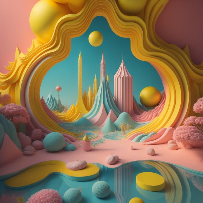 PASTEL 3D ABSTRACT LANDSCAPE