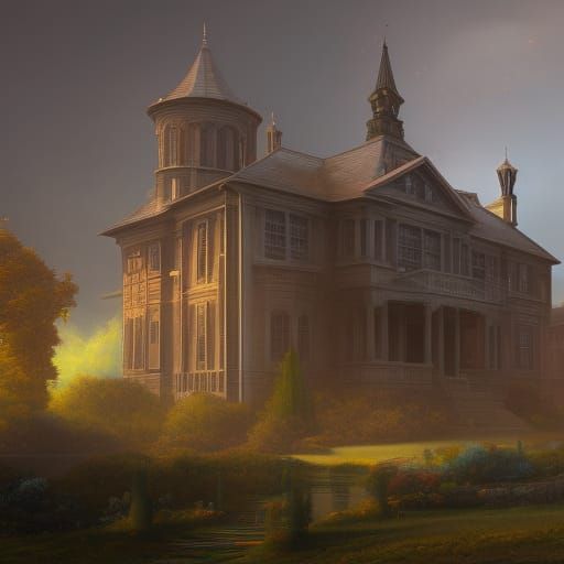 mansion with spire
