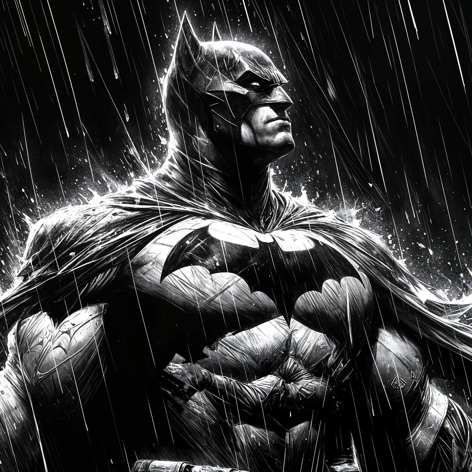 Batman under the rain
