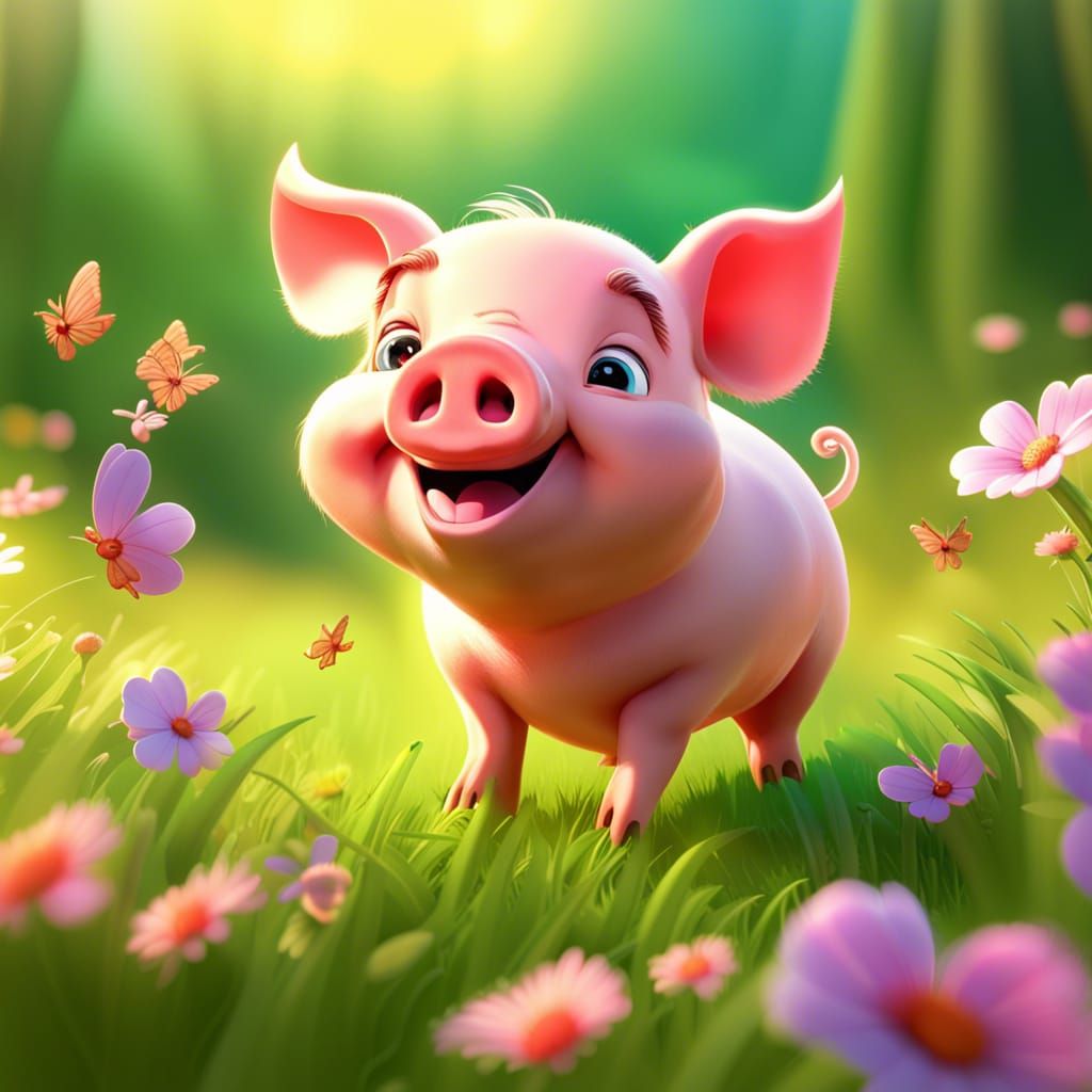 Happy piggy playing in the sun - AI Generated Artwork - NightCafe Creator