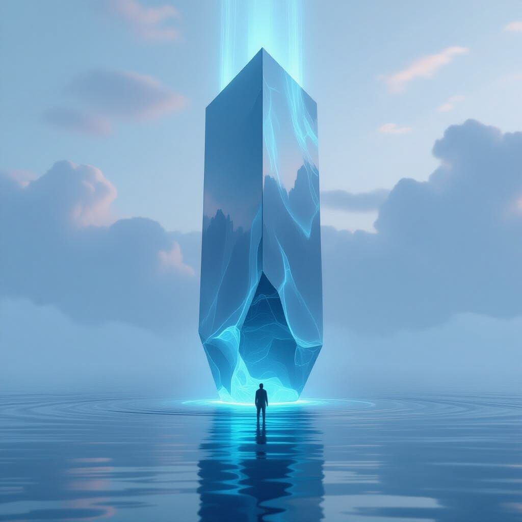 Floating Water Monolith in Futuristic Style