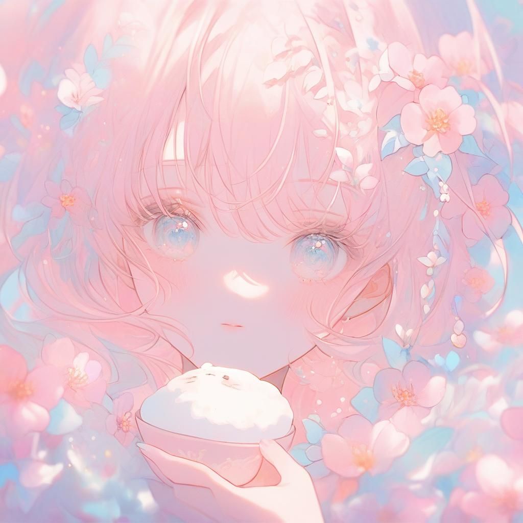 Anime Girl Portrait with Pink Hair in Pop Art Style