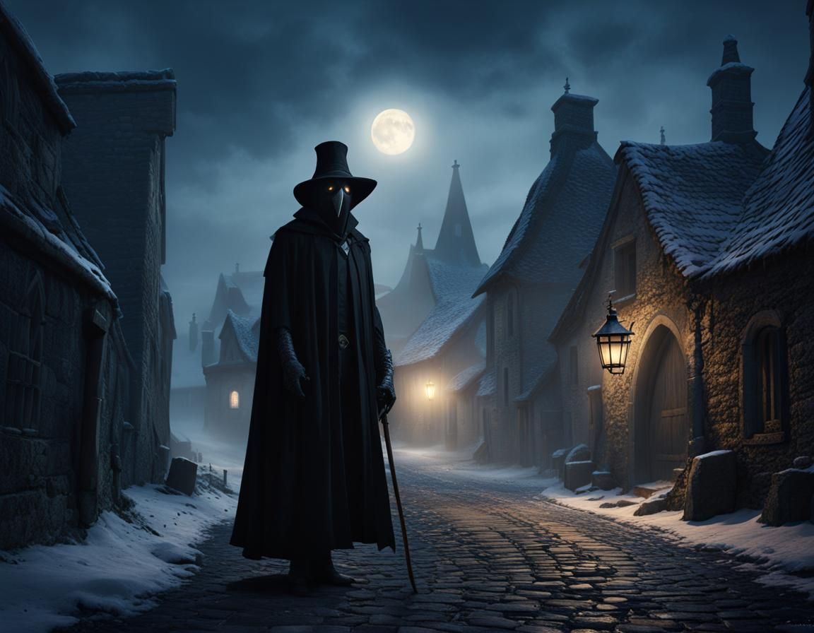 Eerie Plague Doctor in Abandoned Village