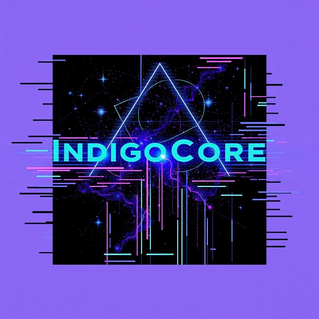 Maximalist Glitch Art Constellation with Digital Elements