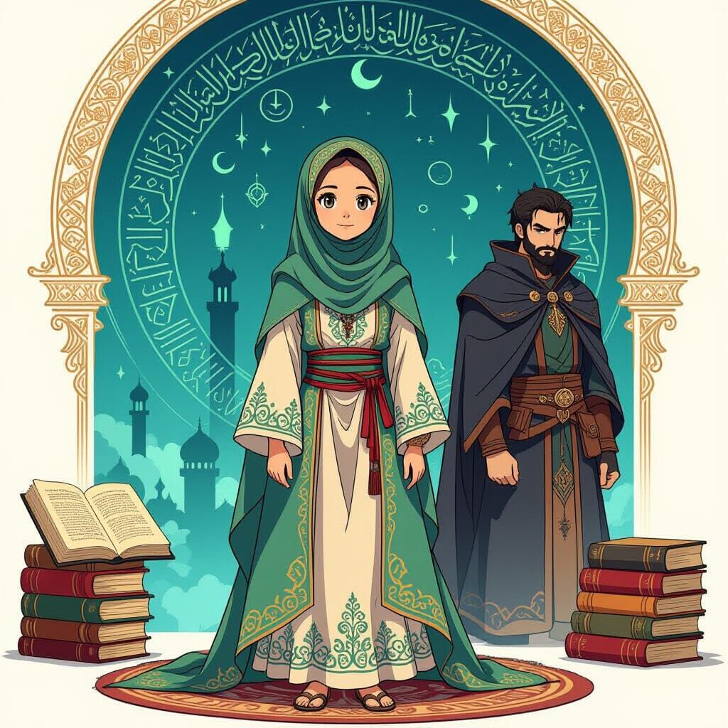 Mystical Muslim Girl in Novel World, Anime Style