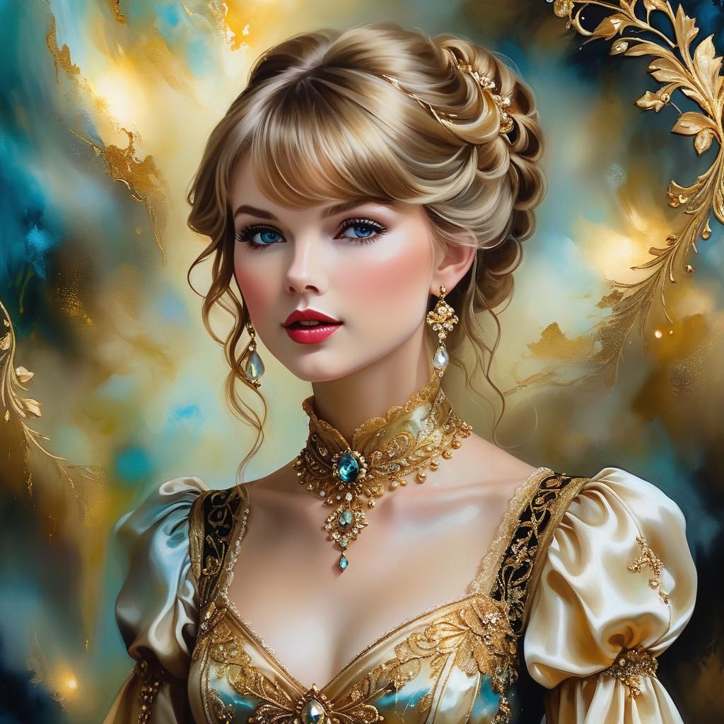 Victorian Singer in Mystical Oil Painting