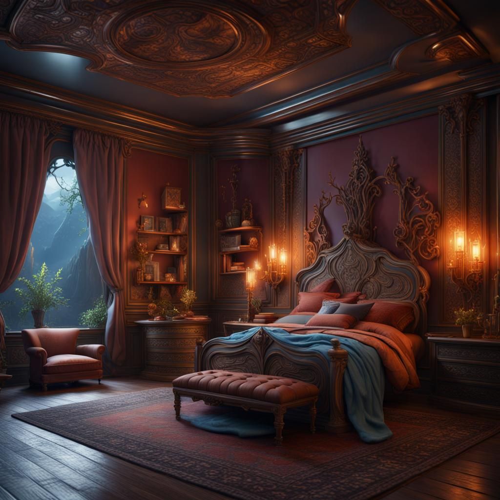 Inside fantasy bedroom - AI Generated Artwork - NightCafe Creator