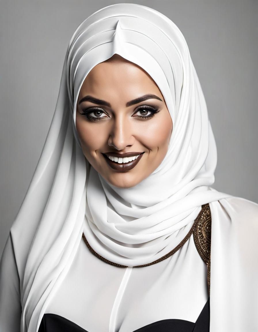 Elegant Black and White Portrait of Middle Eastern Woman