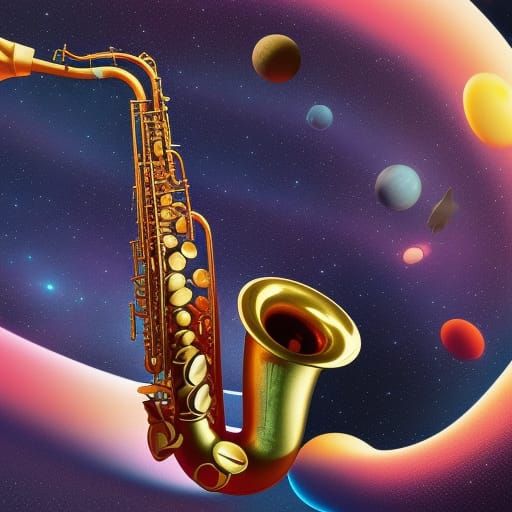 Saxophone in Space AI Generated Artwork NightCafe Creator