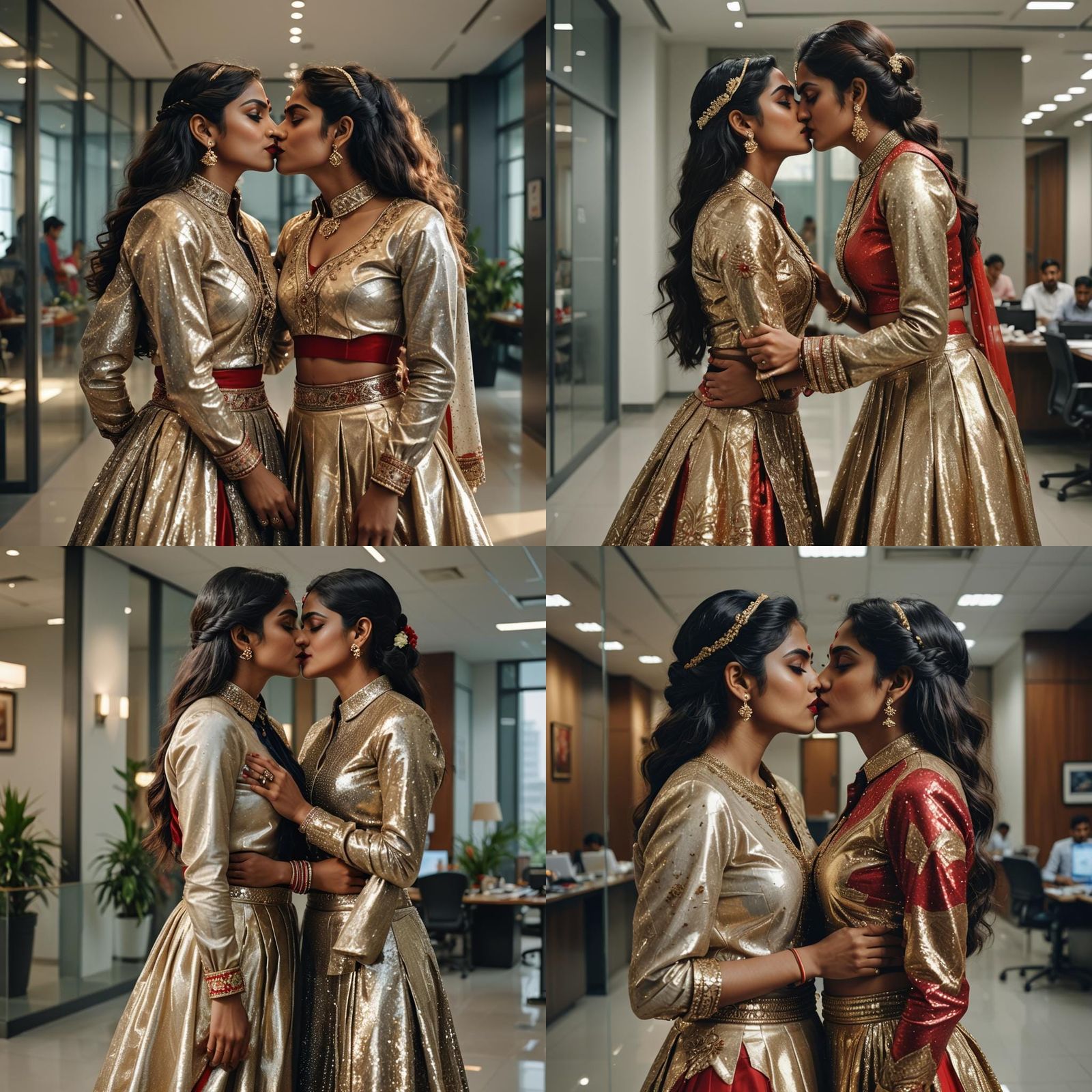 best quality)), ((masterpiece)), (detailed), 2 indian beautiful lesbian  queens desperately and passionately kissing each other on lips, fa... - AI  Generated Artwork - NightCafe Creator