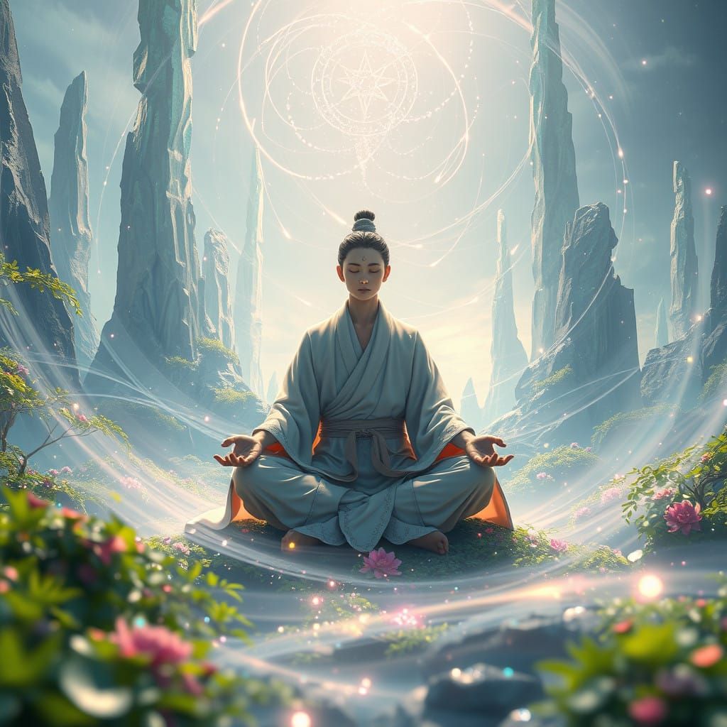 Surreal Dreamscape in Ethereal Quantum Realism with Anime Fl...