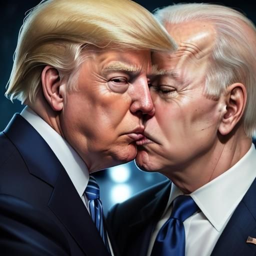 donold trump, joe biden, kissing - AI Generated Artwork - NightCafe Creator