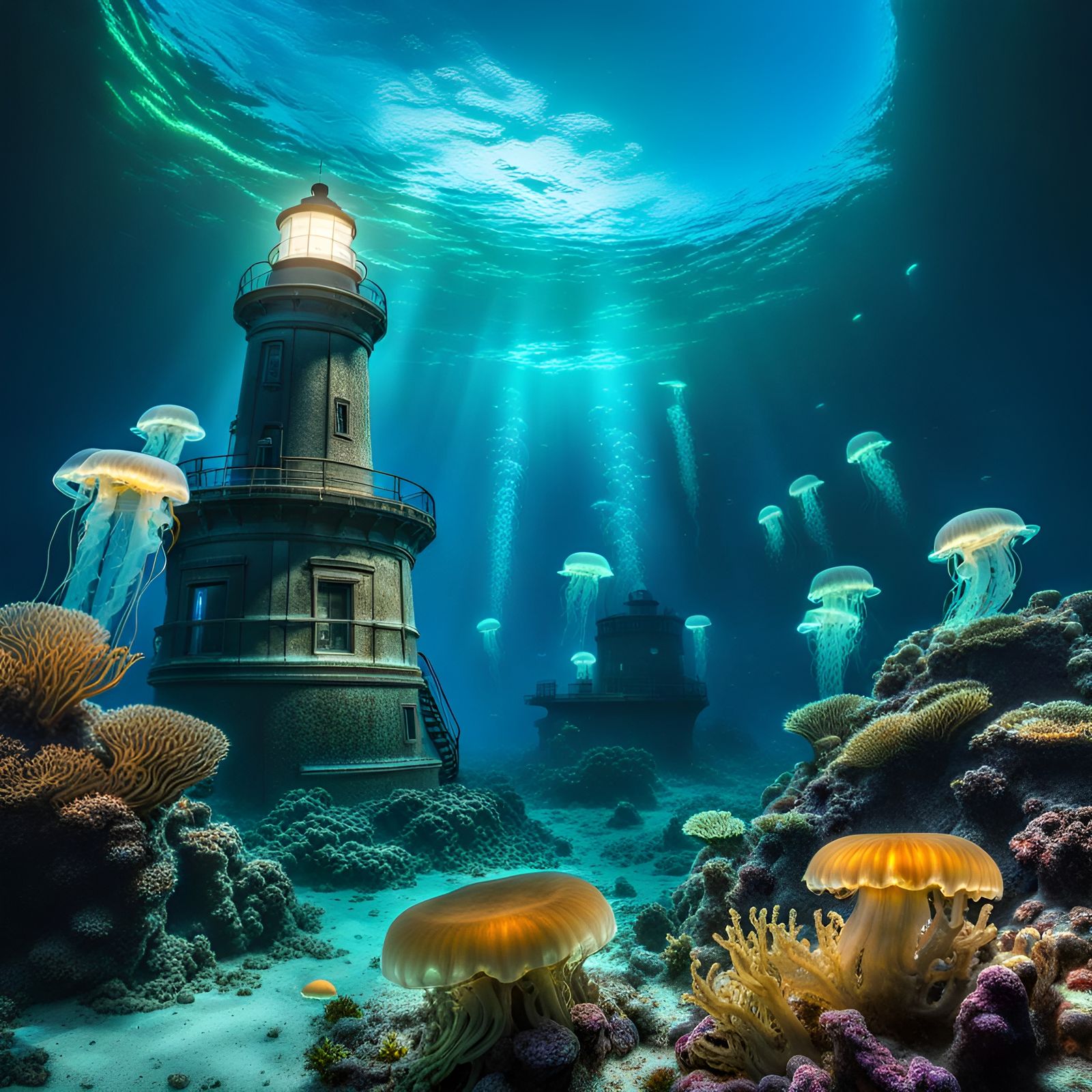 The Underwater Lighthouse AI Generated Artwork NightCafe Creator