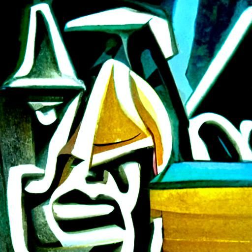 He man and the monsters abstract painting