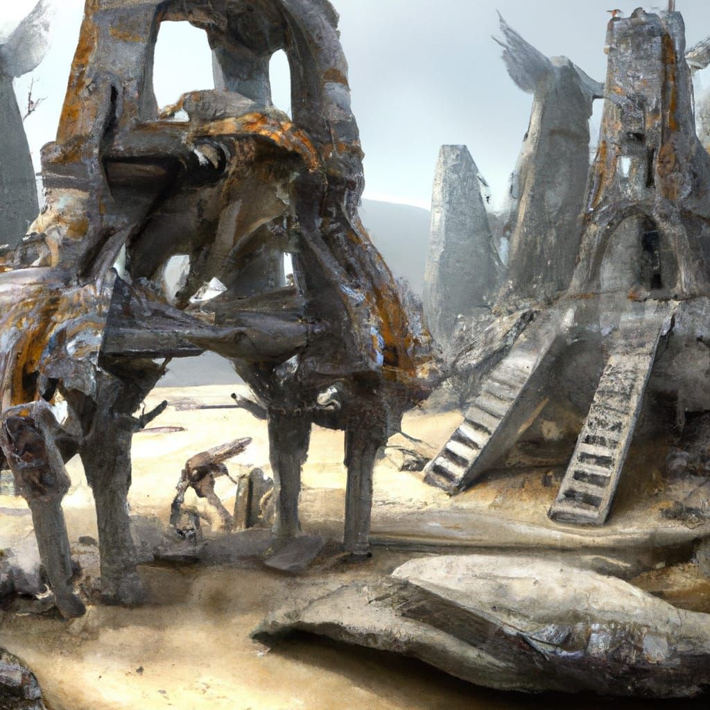 destroyed exotic ancient alien ruins :: alien skeletons :: by HR Giger ...