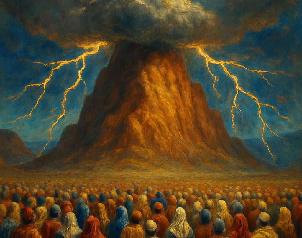 Mount Sinai Revelation in Realistic Oil Painting
