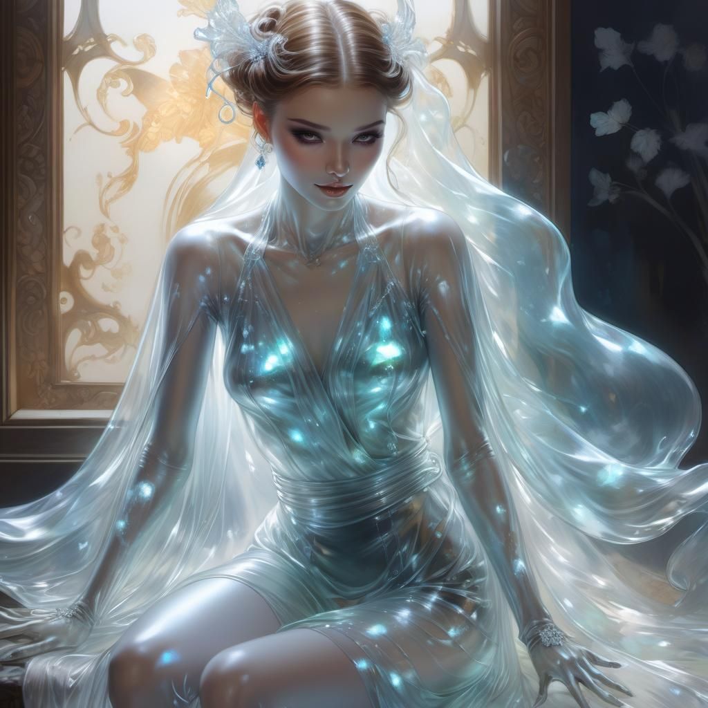 Luminous Ghost in Playful Pose: Marker Painting