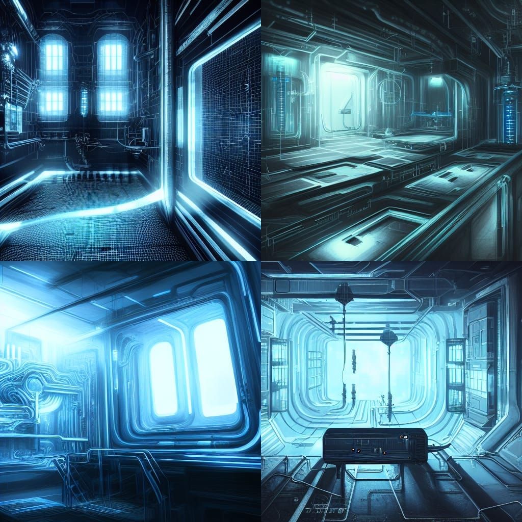 Concept art, mysterious room. Tags: liminal space, digital, ...
