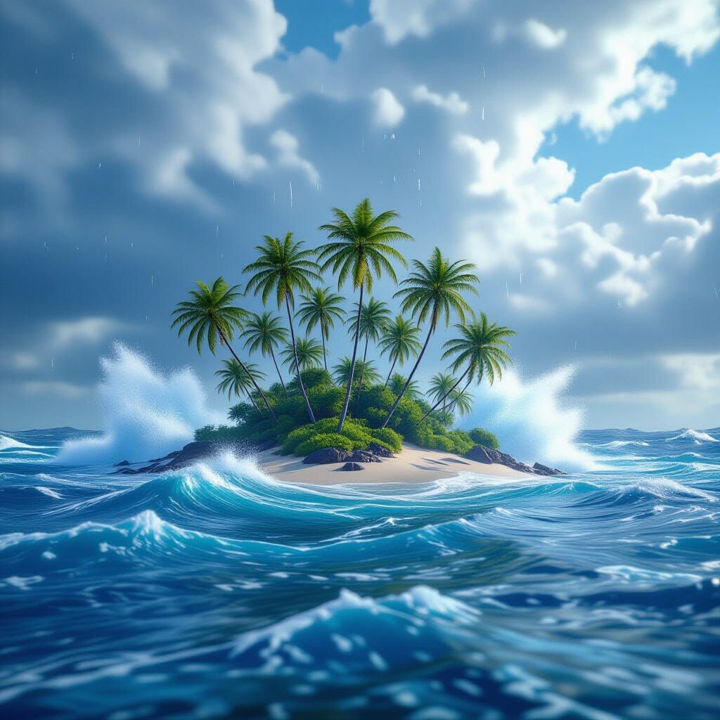 Island in Hurricane: 3D Game Cinematic Art