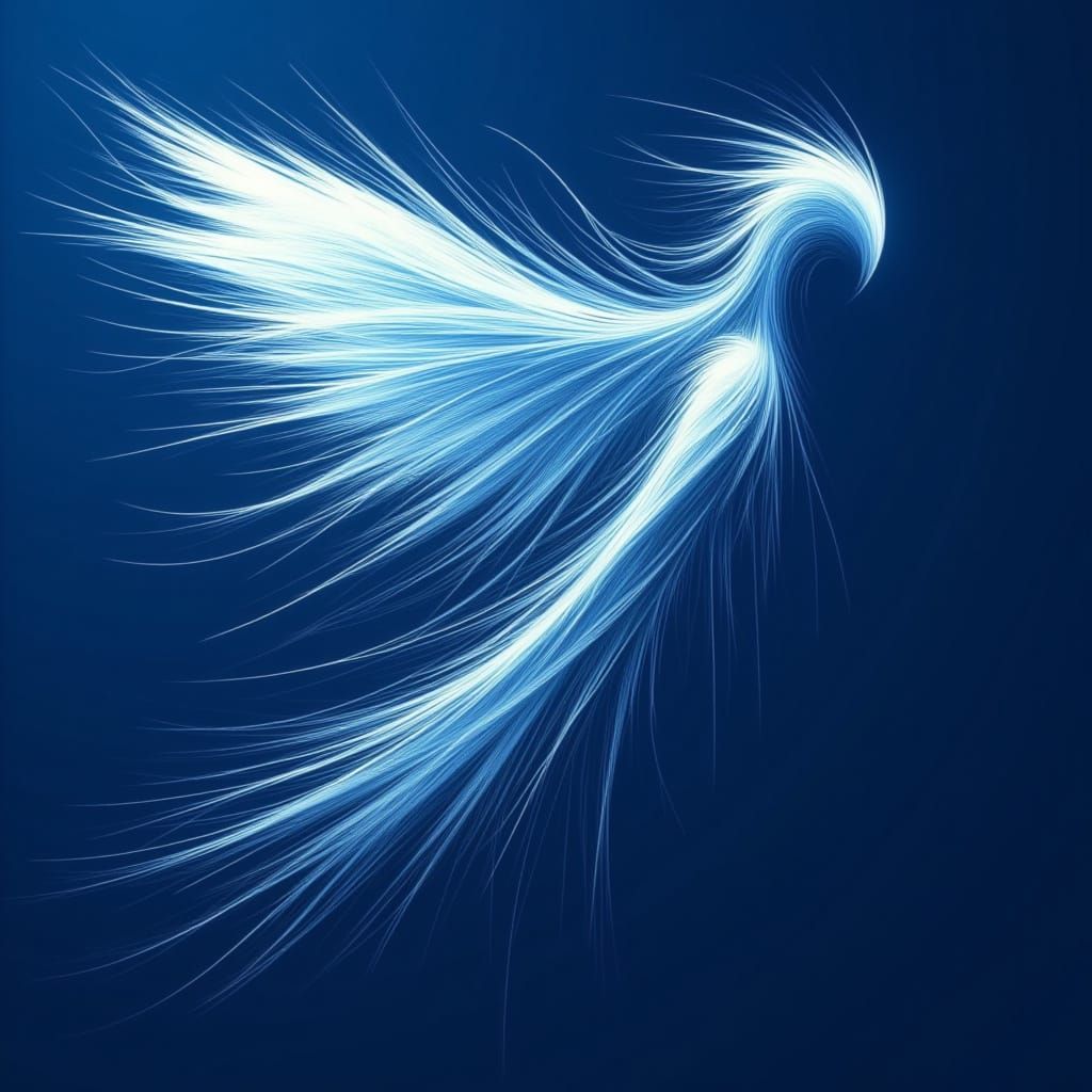 Minimalist angel in the style of <lora:WhiteLines:1.0> fantasy concept art. Abstract Swirling white curvy wings lines , phenomenal artistic ...