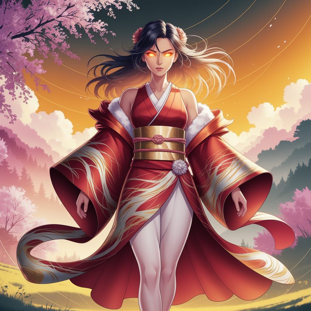 Empowered Anime Goddess Radiates Strength and Beauty