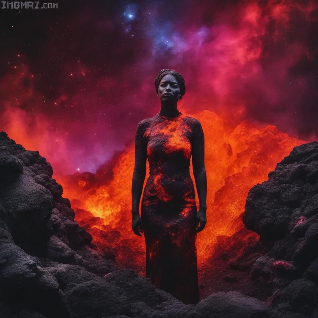 woman made of volcanic lava