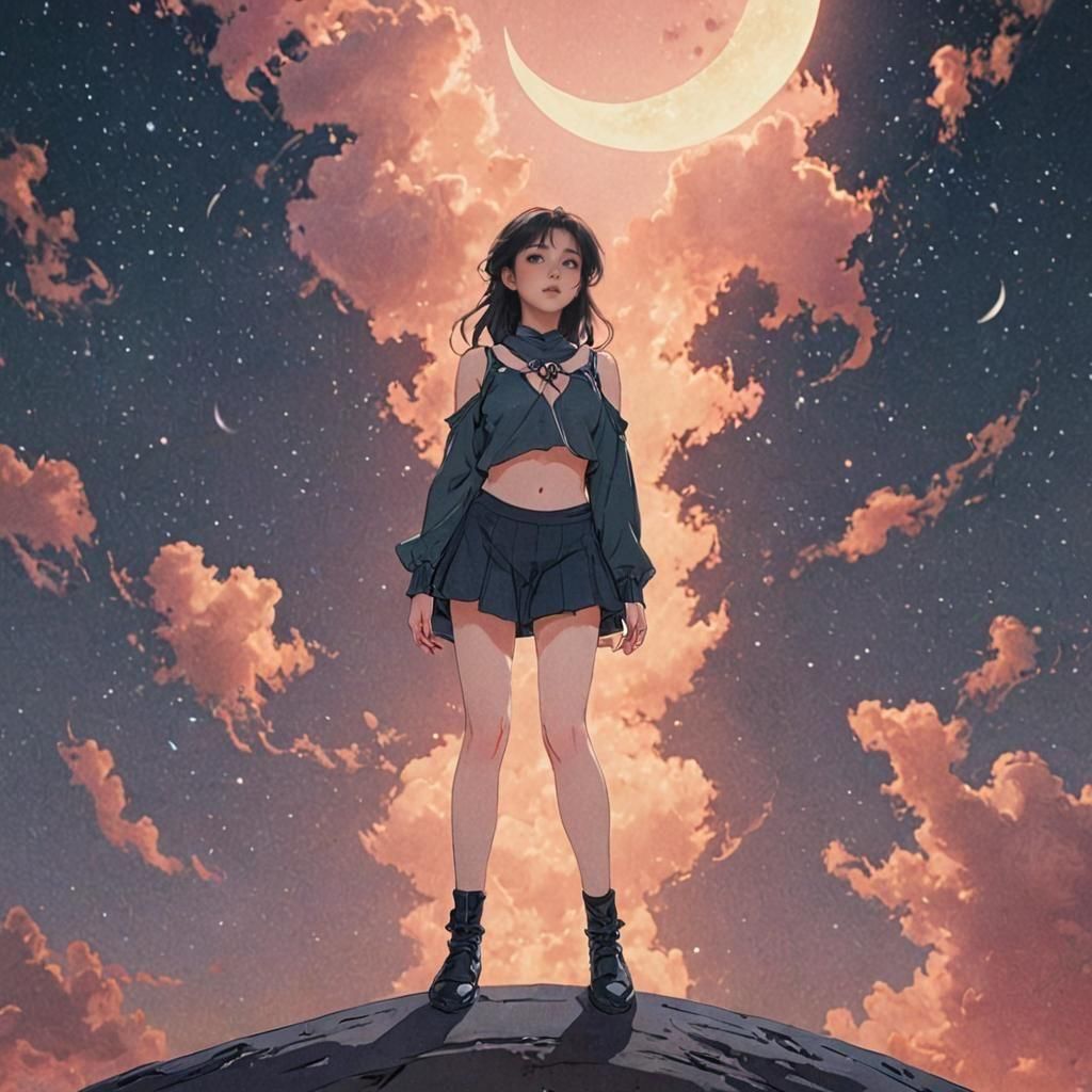 Anime Woman in Cel-Shaded Manga Style