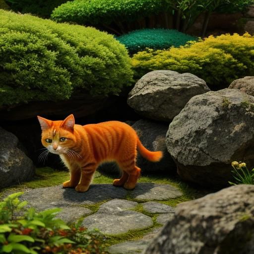 Cat in the rock garden