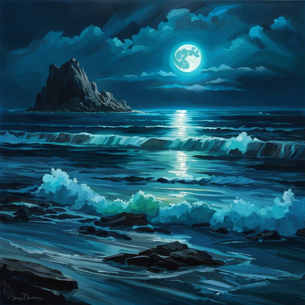 Moonlight on the ocean.