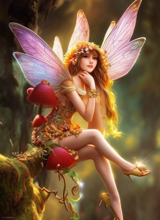 Mushroom Fairy bathing in sunlight   by @Raven