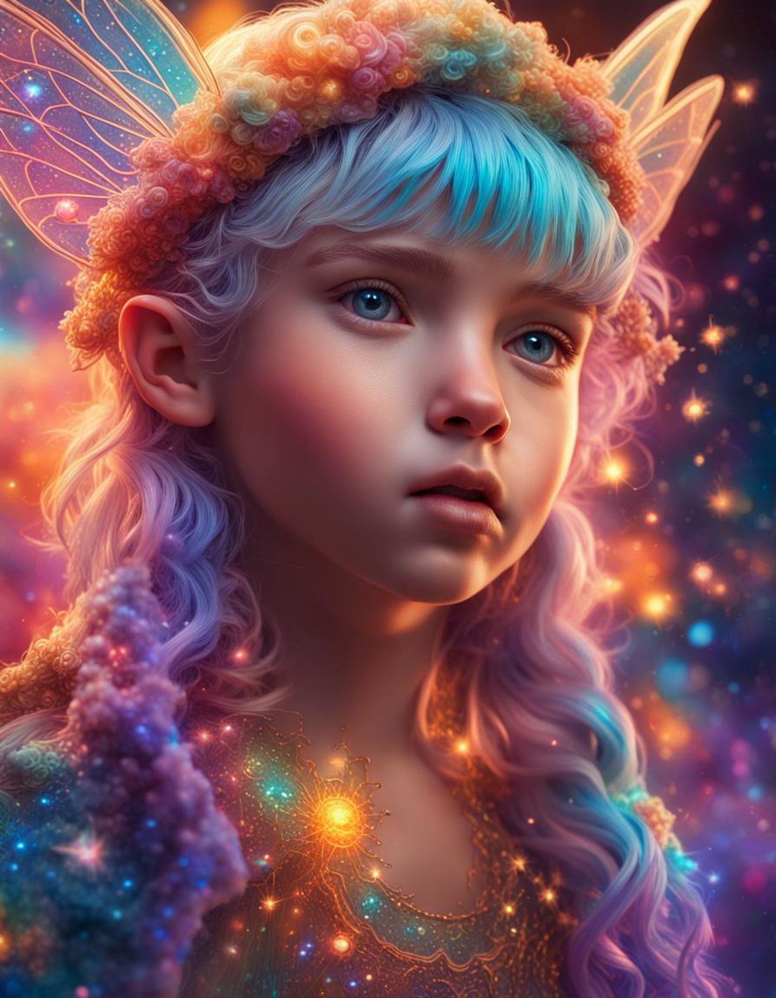 Little fairy 8k resolution holographic astral cosmic illustration mixed ...
