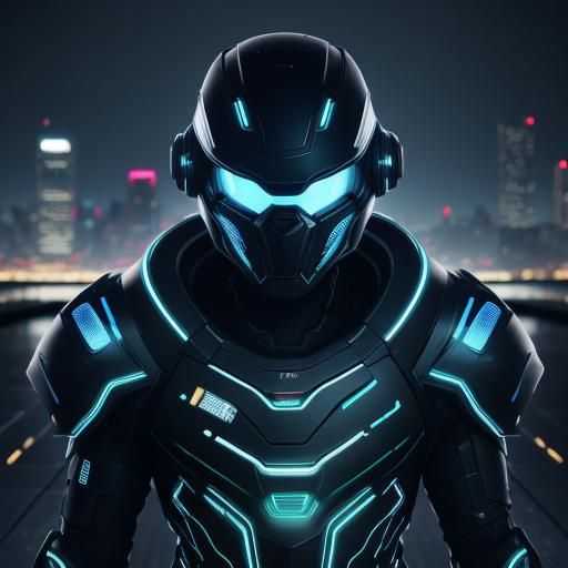 Cyberpunk Helmet with Neon Circuits