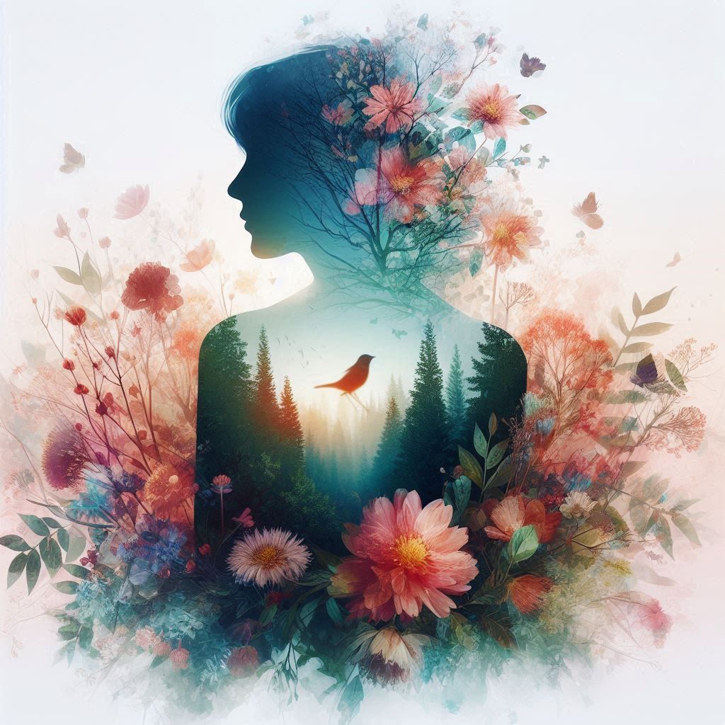double exposure beautiful fantasy portrait landscape..