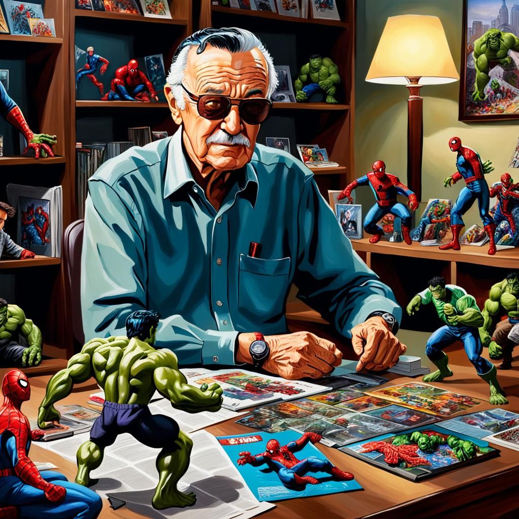 Stan Lee and his action figures  by @Dr Dagan