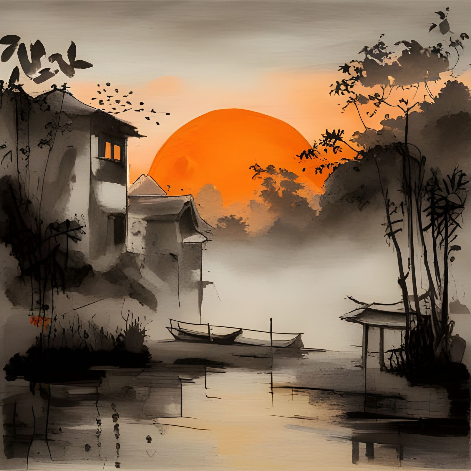 Japanese fishing village  false