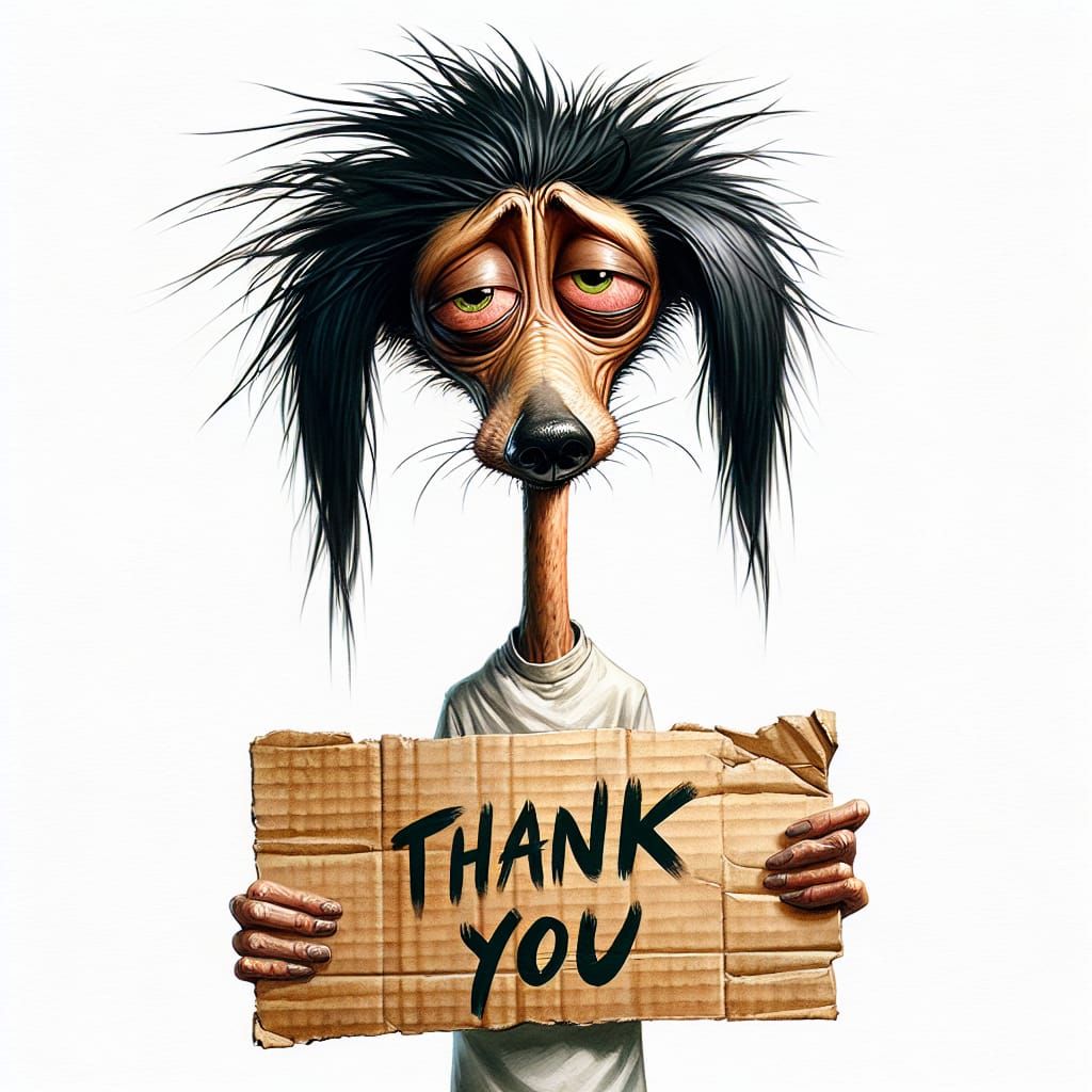 Comical Cartoon Dog Says Thank You: Watercolor Illustration