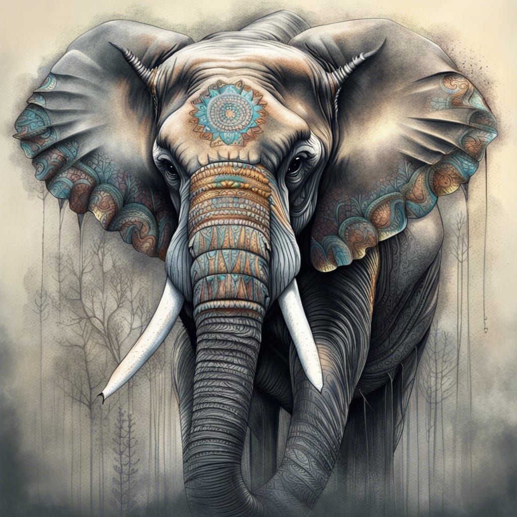 Amazon.com: Renditions Gallery Brodtmann Elephant Wall Art, Pencil Sketch  Print, Black & Bone White, Premium Safari, Designer Gallery Wrapped Canvas  Decor, Ready to Hang, 12 In H x 18 In W, Made