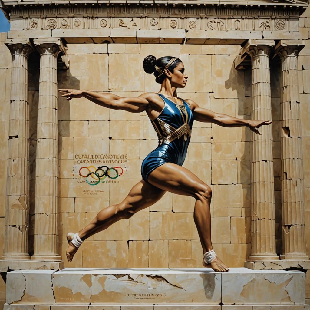 Olympic Gymnast, Parthenon, Trompe-l'œil, Varnish, Zineb Sedira, Robert Moore  by @Kay