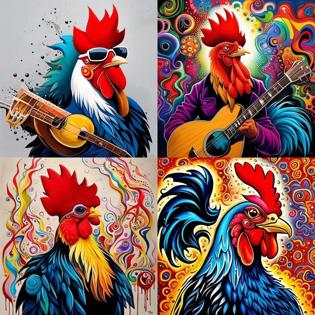 Rock 'n' roll rooster AI Generated Artwork NightCafe Creator