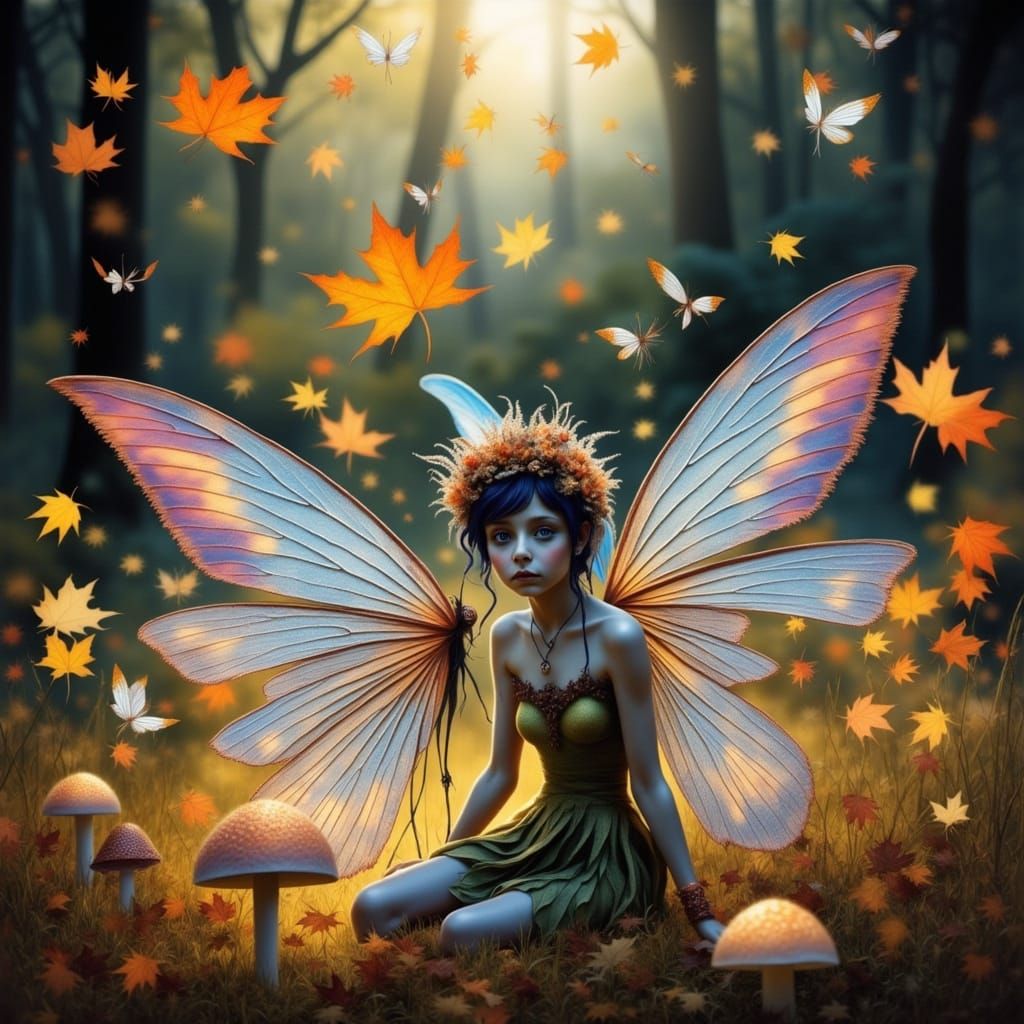 <lora:Fall Fairies 2:1.0>  fall fairy gathering